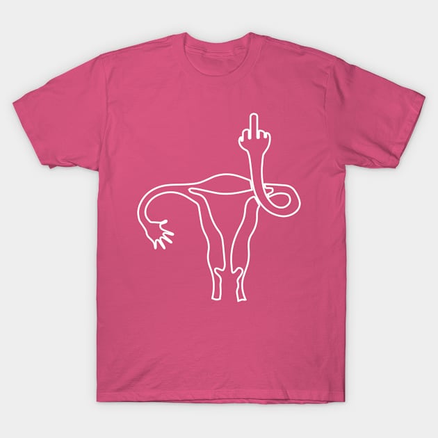 Uterus MIddle FInger T-Shirt by Barang Alus